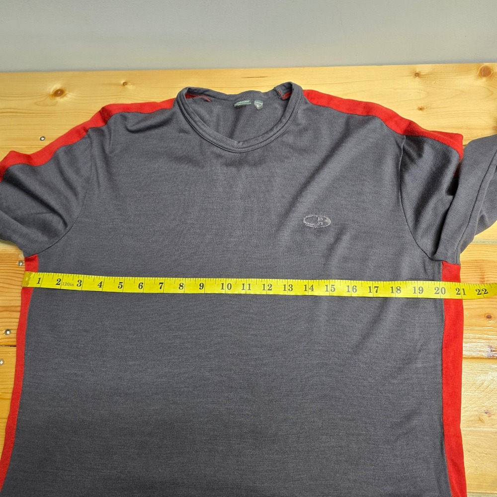 Icebreaker Merino Wool Shirt Mens Large Grey Red Base Layer Gorpcore Hiking - Picture 7 of 10